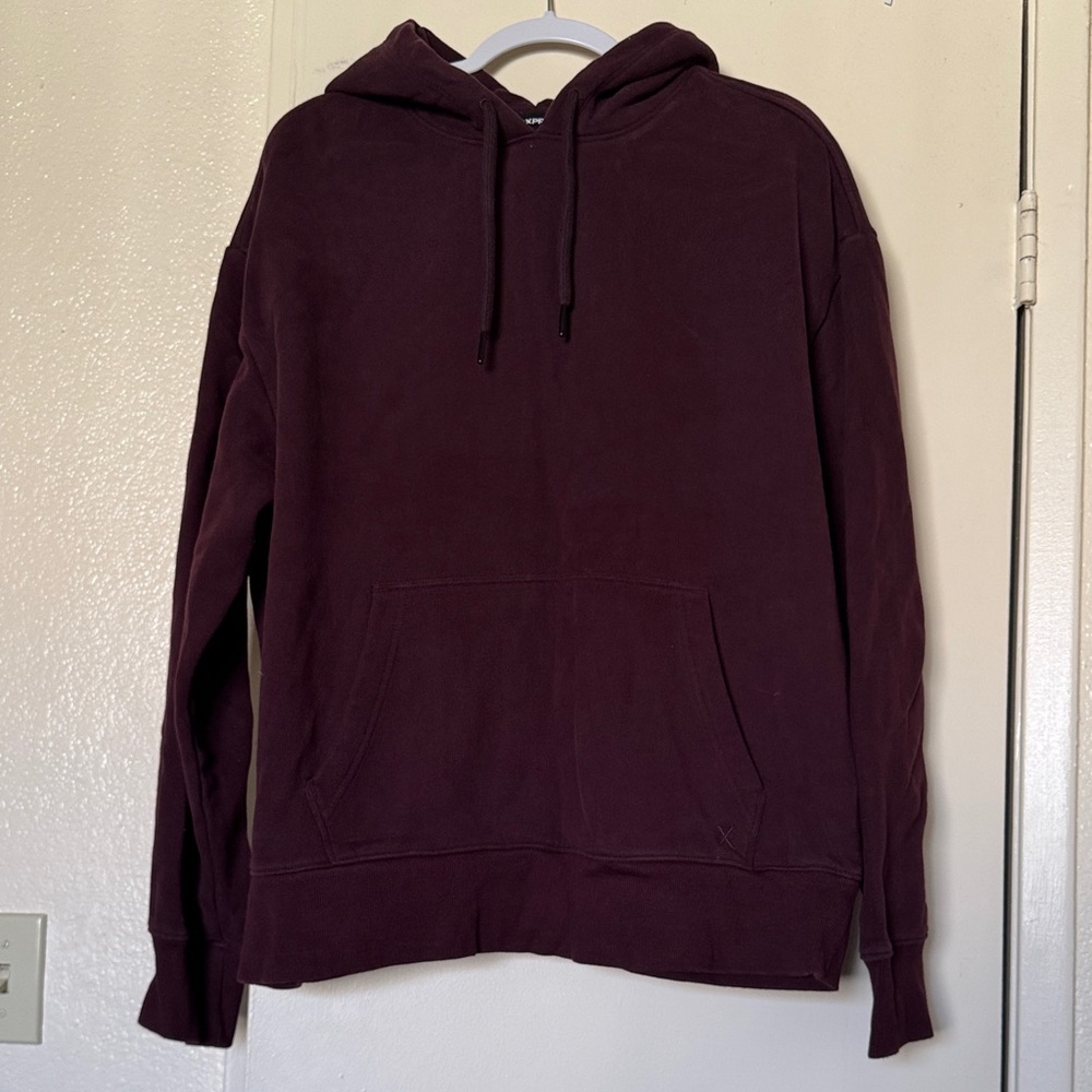 Express Men's Rich Burgundy Hoodie Sweater